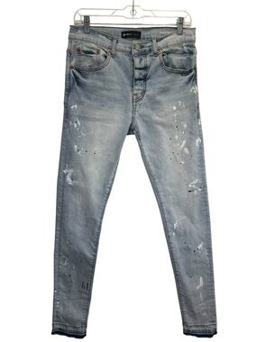 Purple Brand P001 Light Indigo Paint Blowout Skinny Jeans
Size **No size tag**